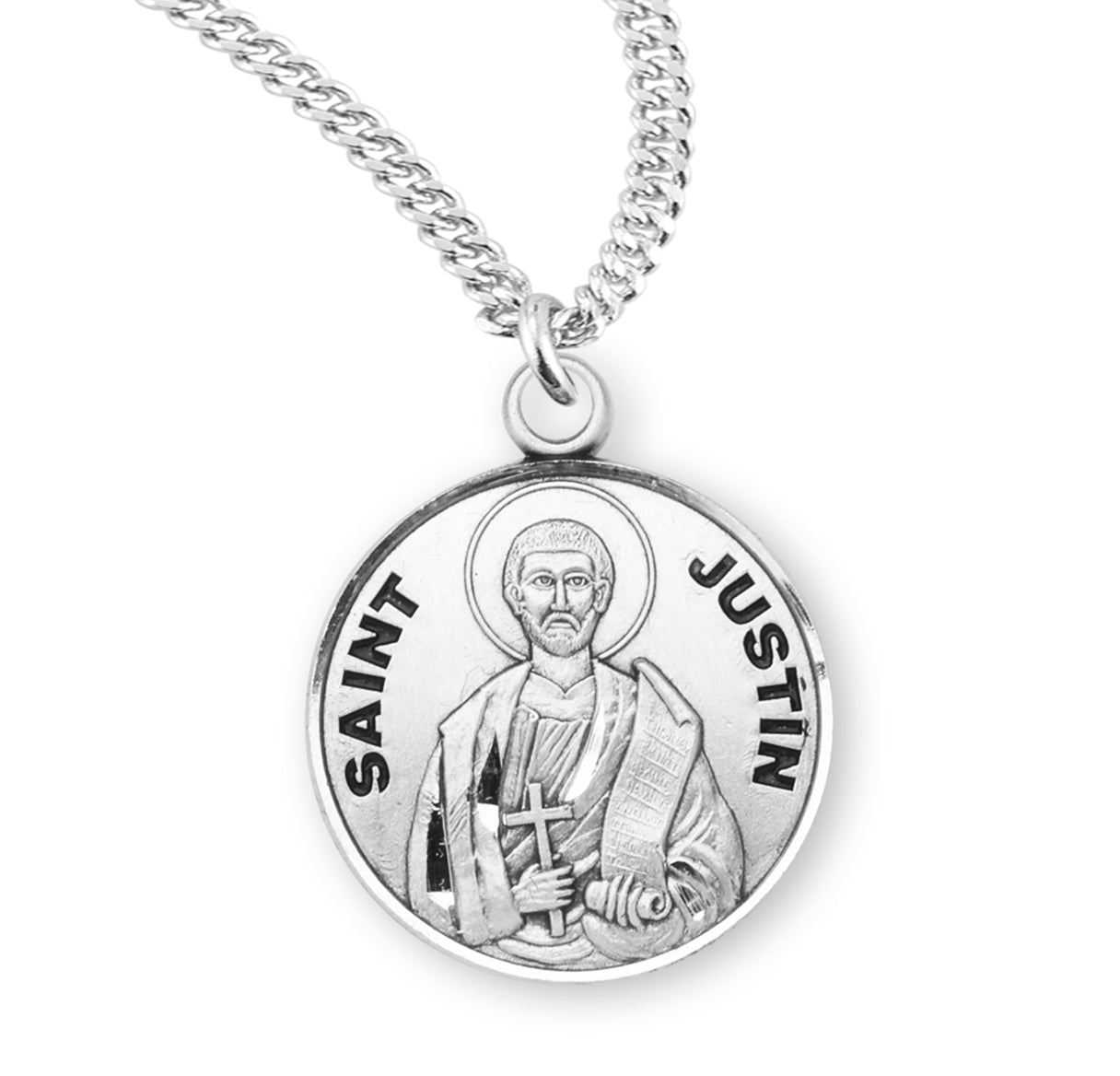 St. Justin Sterling Silver Medal Necklace