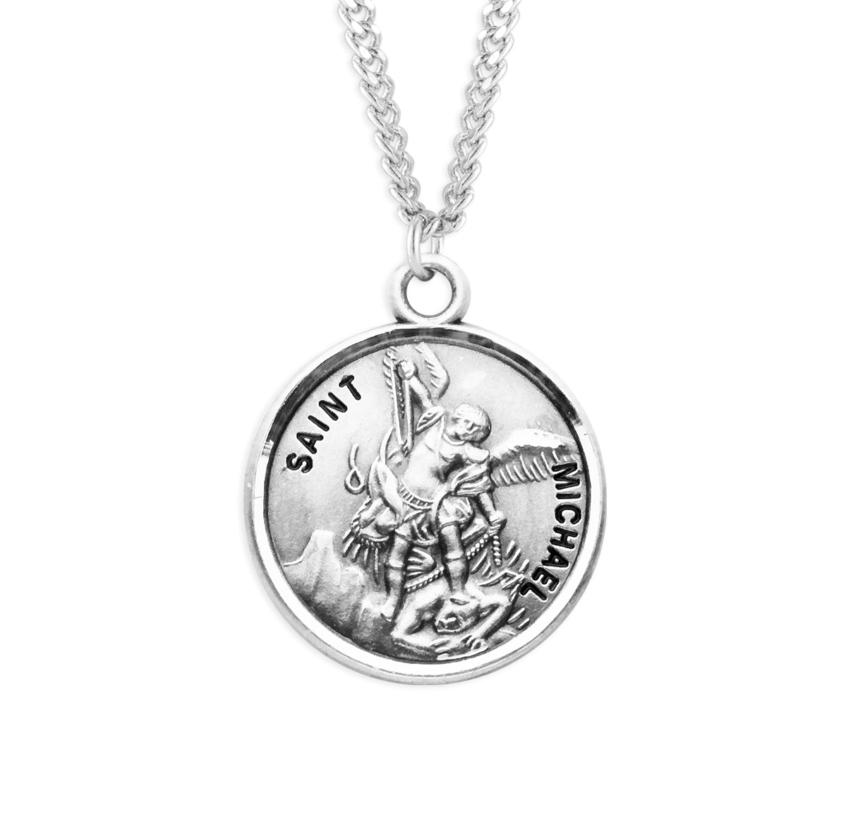 St. Michael Sterling Silver Medal Necklace