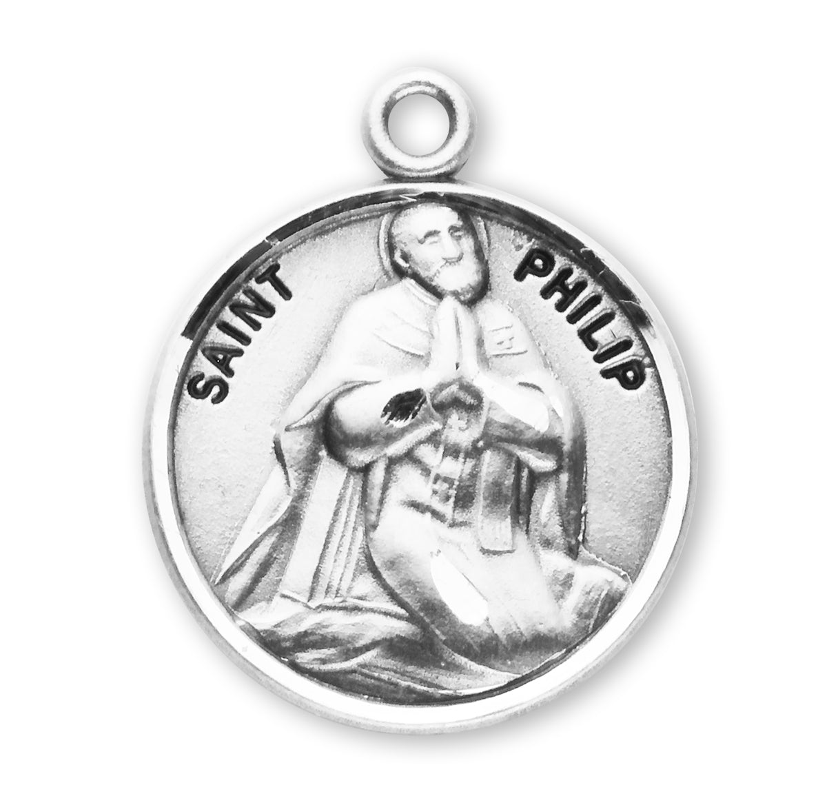 St. Phillip Sterling Silver Medal Necklace