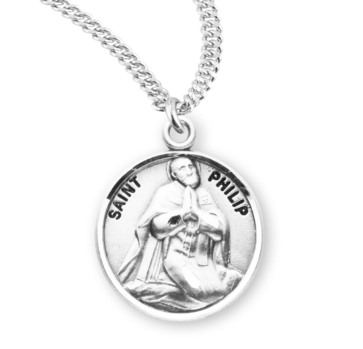 St. Phillip Sterling Silver Medal Necklace