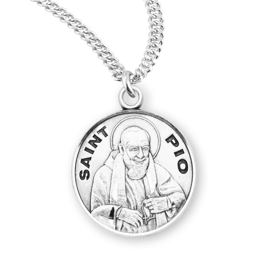 St. Pio Sterling Silver Medal Necklace