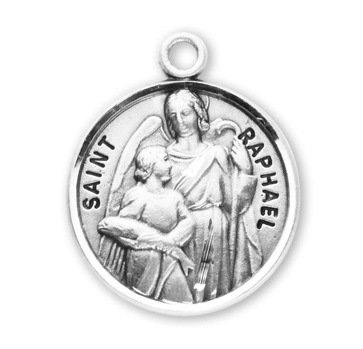 St. Raphael Sterling Silver Medal Necklace