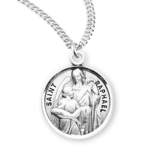 St. Raphael Sterling Silver Medal Necklace