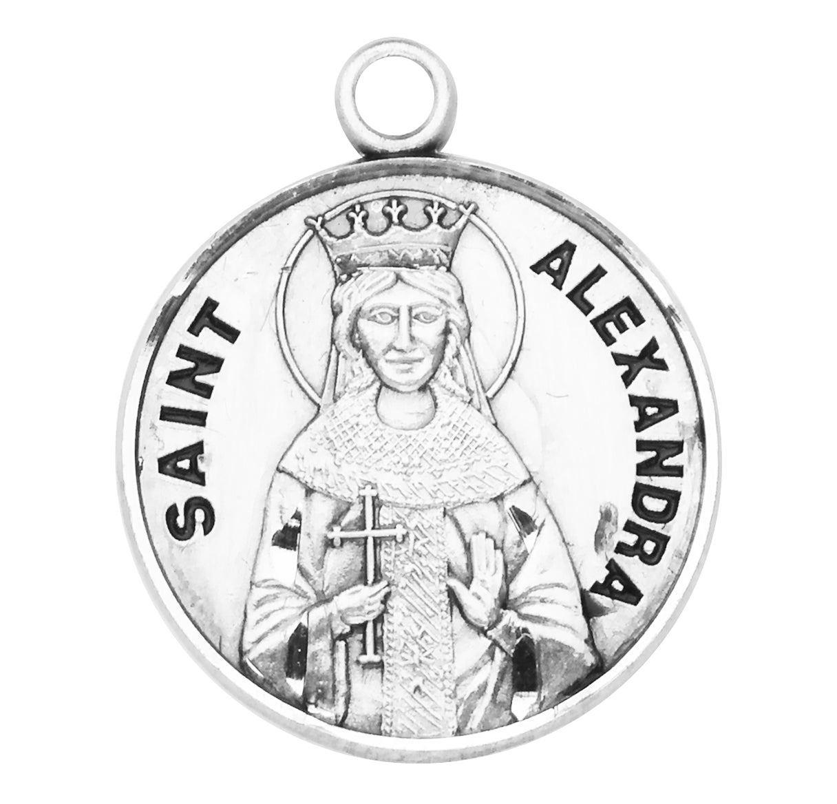 St. Alexandra Sterling Silver Medal Necklace