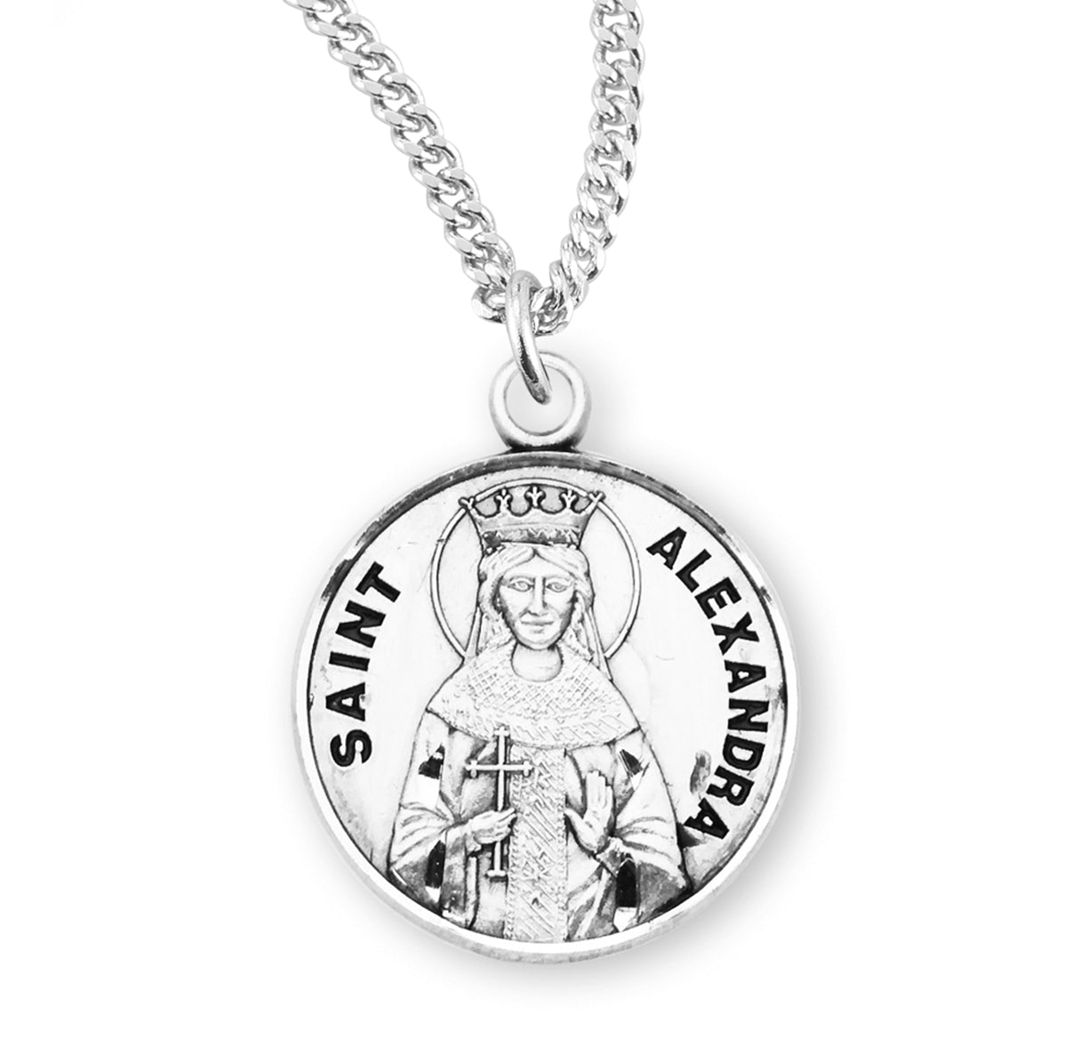 St. Alexandra Sterling Silver Medal Necklace