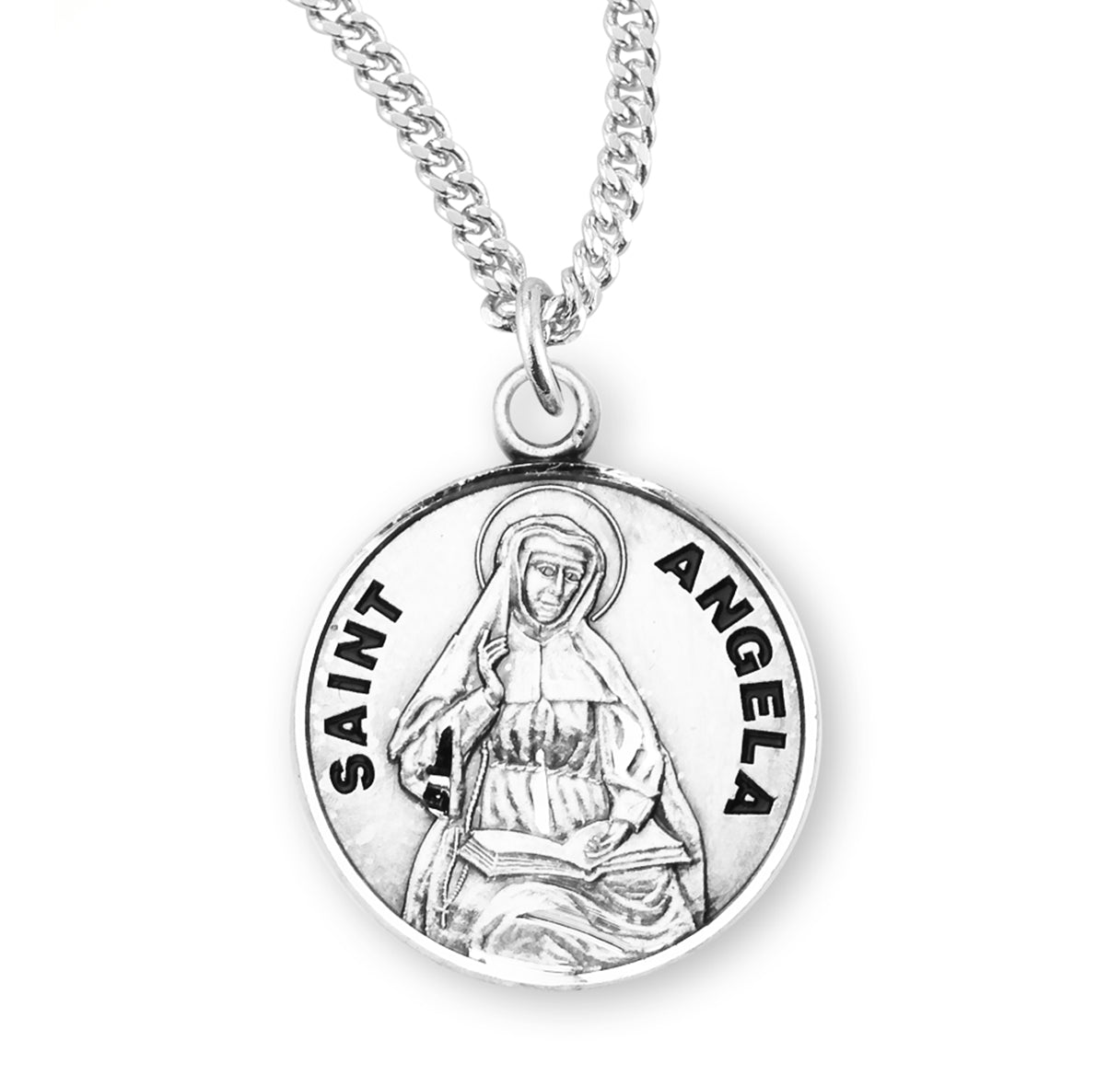 St. Angela Sterling Silver Medal Necklace