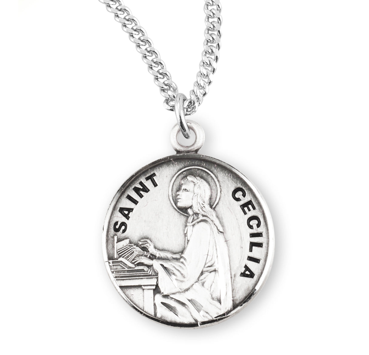 St. Cecilia Sterling Silver Medal Necklace