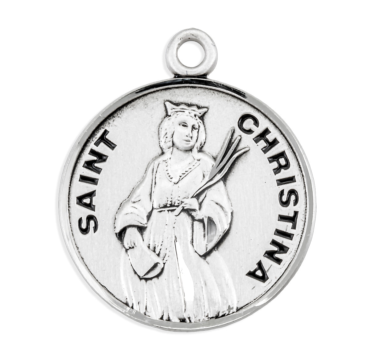 St. Christina Sterling Silver Medal Necklace