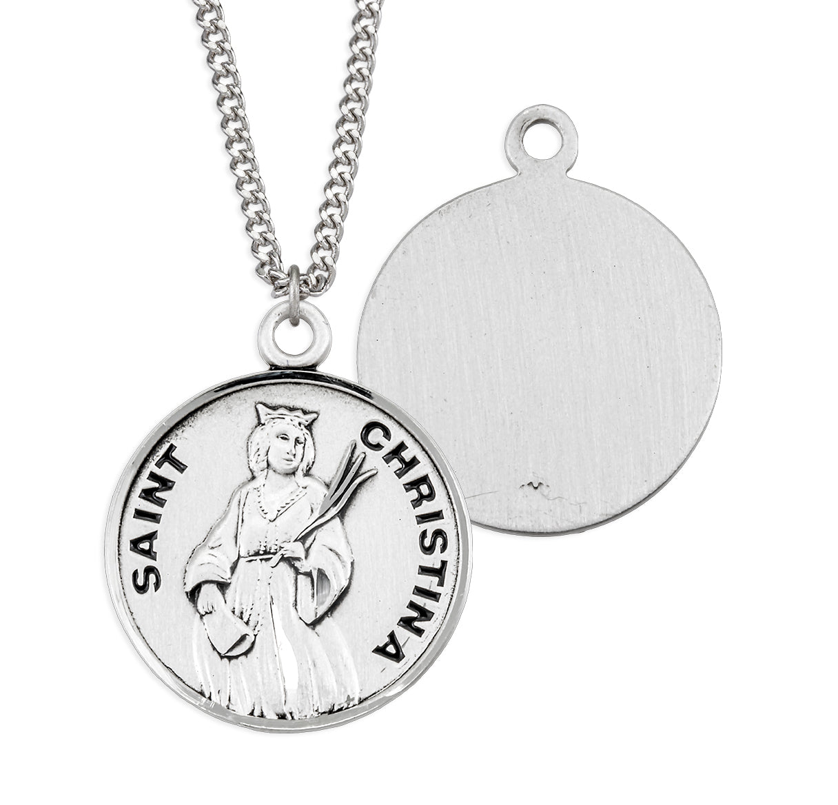 St. Christina Sterling Silver Medal Necklace