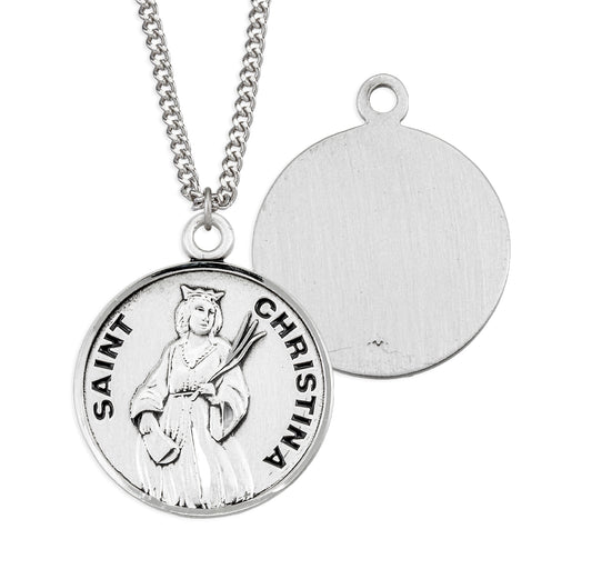 St. Christina Sterling Silver Medal Necklace