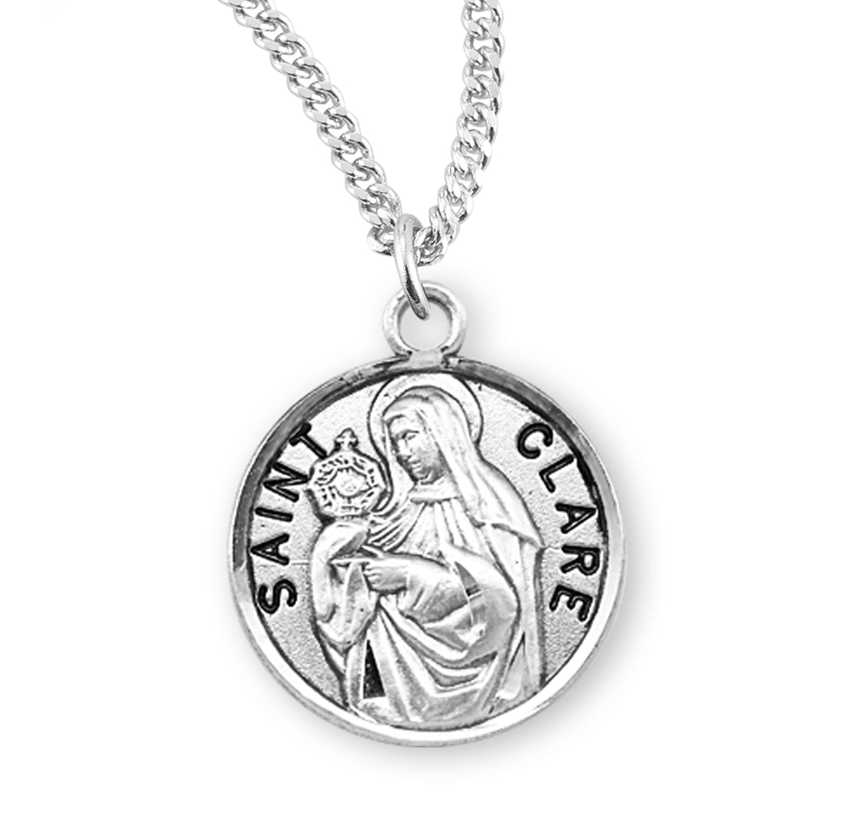 St. Clare Sterling Silver Medal Necklace