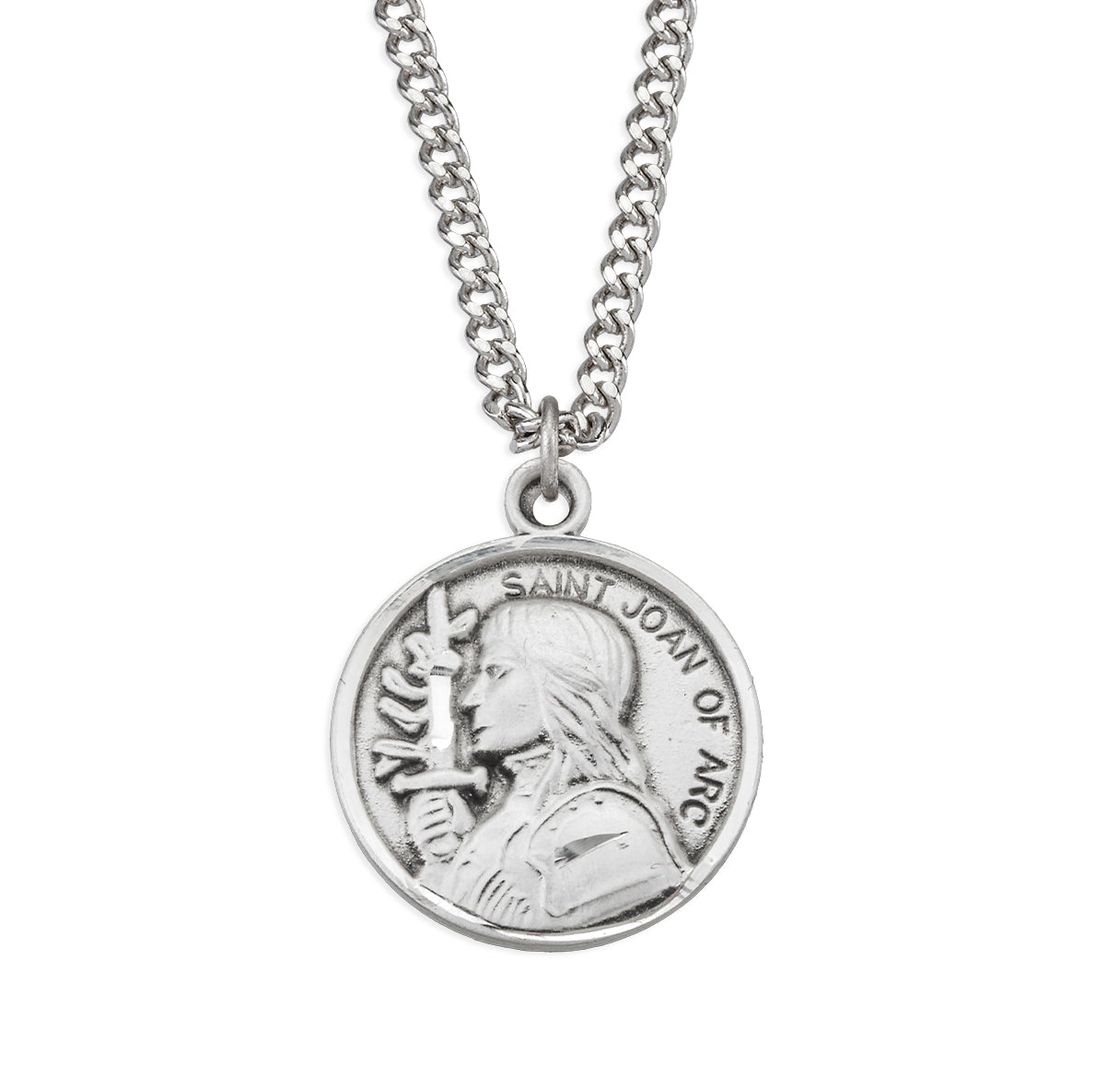 St. Joan Sterling Silver Medal Necklace