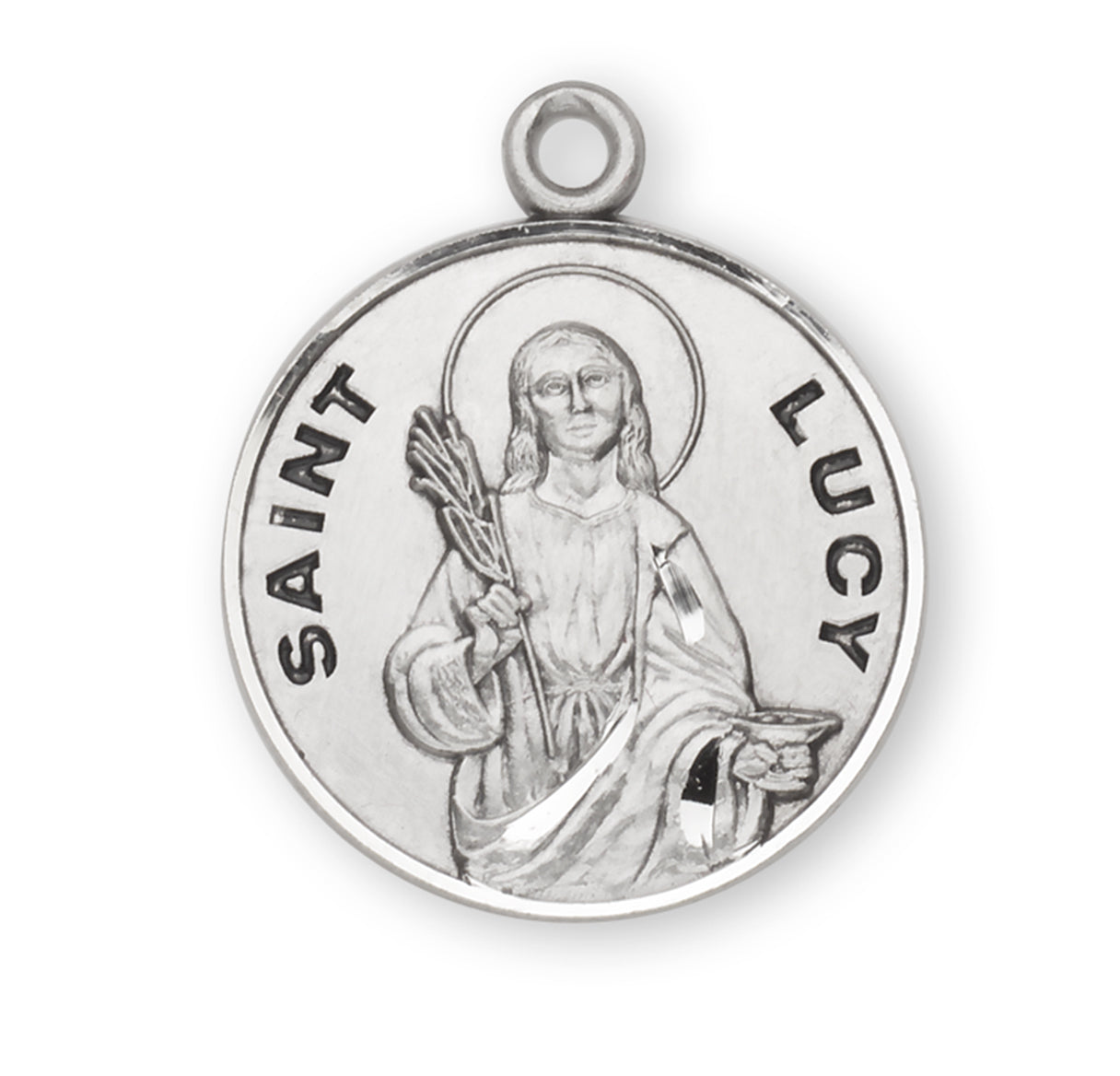 St. Lucy Sterling Silver Medal Necklace