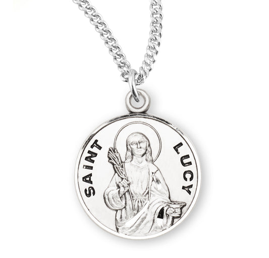 St. Lucy Sterling Silver Medal Necklace