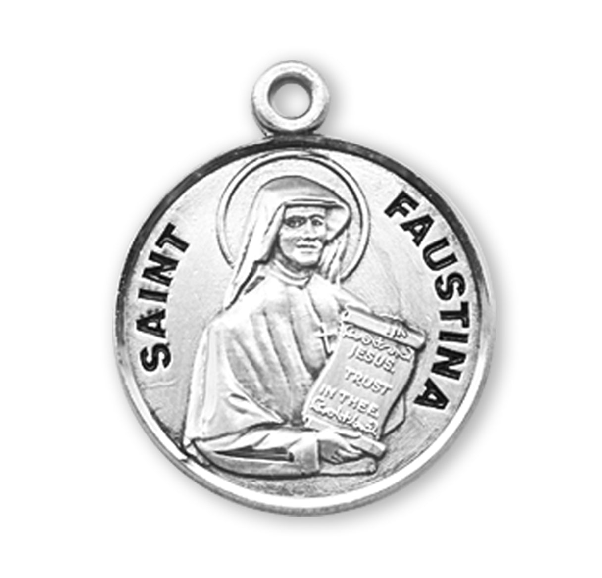 St. Faustina Sterling Silver Medal Necklace