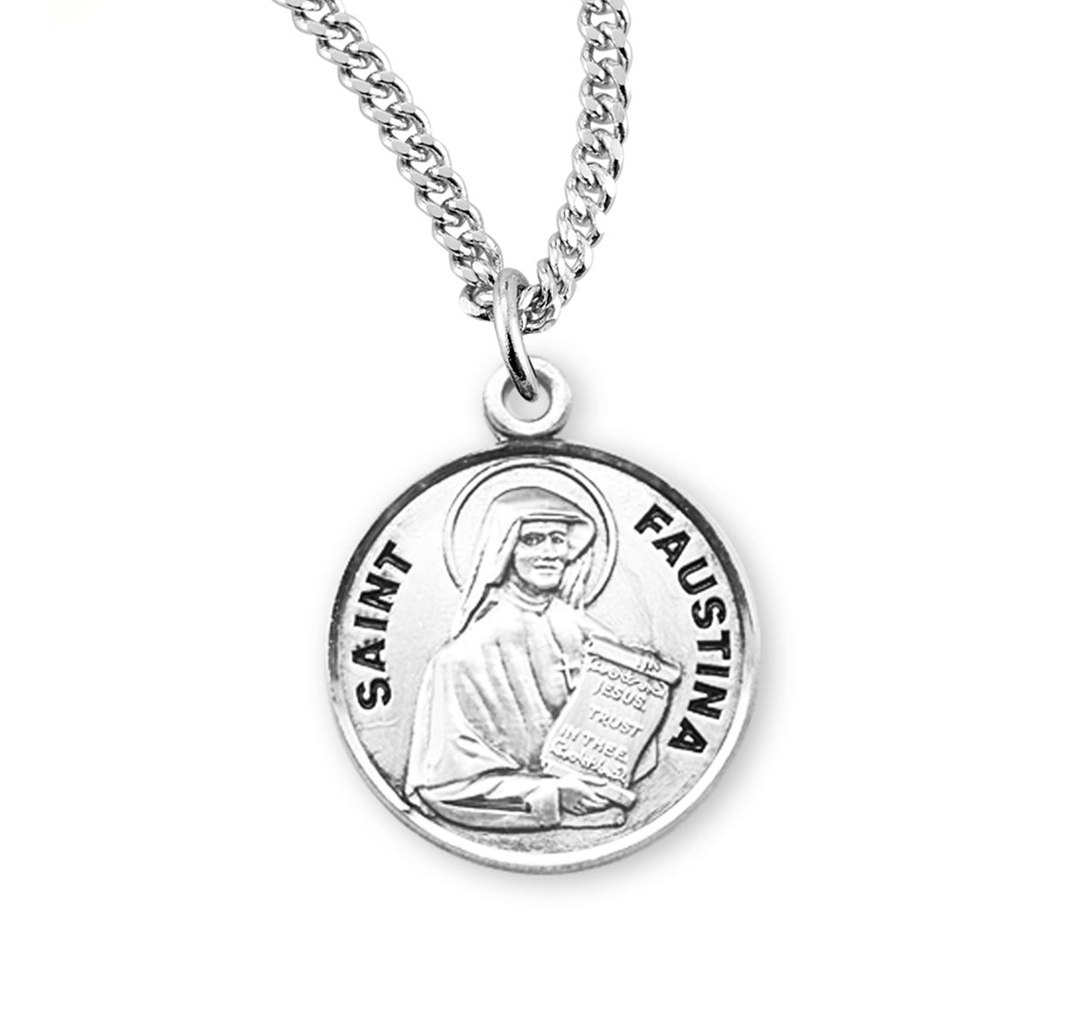 St. Faustina Sterling Silver Medal Necklace