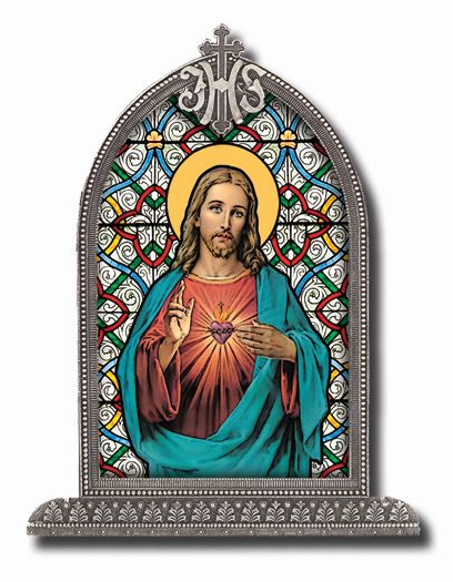 Sacred Heart of Jesus Arch Liturgical Glass Small, Textured Italian Plexiglass