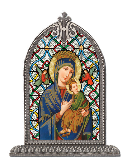 Our Lady of Perpetual Help Arch Liturgical Glass Small, Textured Italian Plexiglass