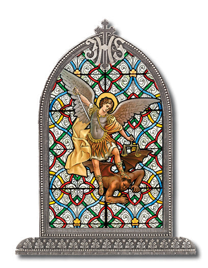 St. Michael Arch Liturgical Glass Small, Textured Italian Plexiglass