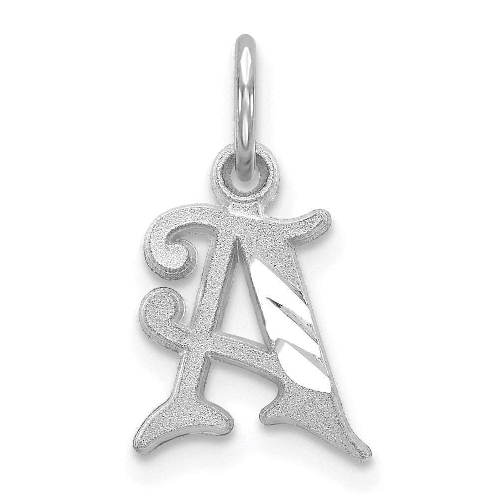 Extel Medium 14k White Gold Diamond-cut Initial A Charm, Made in USA