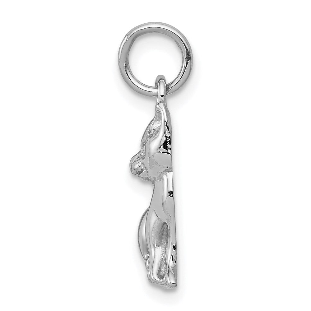 Extel Medium 14k White Gold Cat Charm, Made in USA