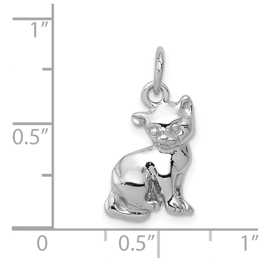 Extel Medium 14k White Gold Cat Charm, Made in USA