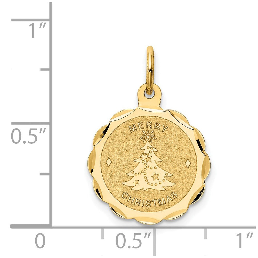 Extel Medium 14k Gold Merry Christmas Disc Charm, Made in USA