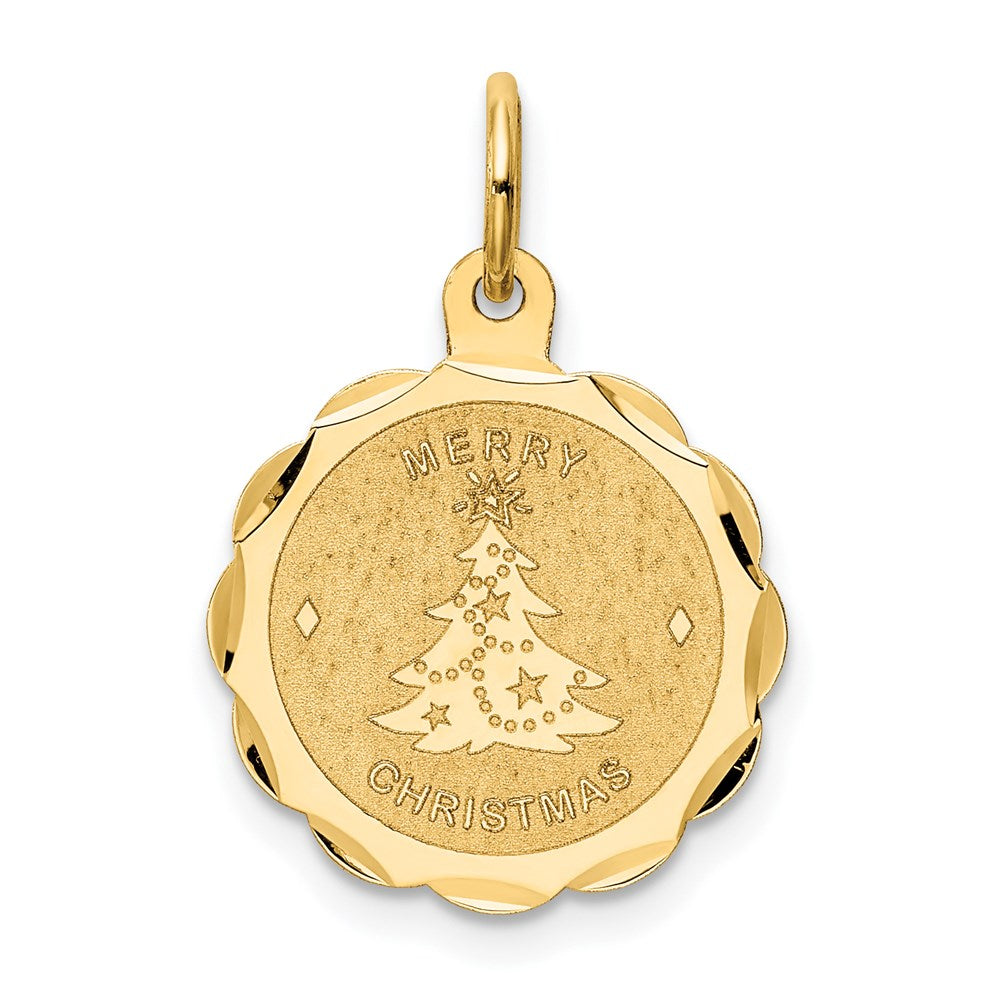 Extel Medium 14k Gold Merry Christmas Disc Charm, Made in USA