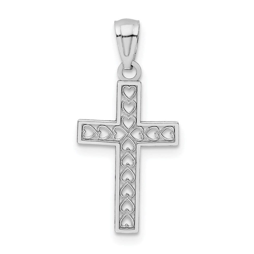 Extel Large 14k White Gold Cross Pendant Charm, Made in USA