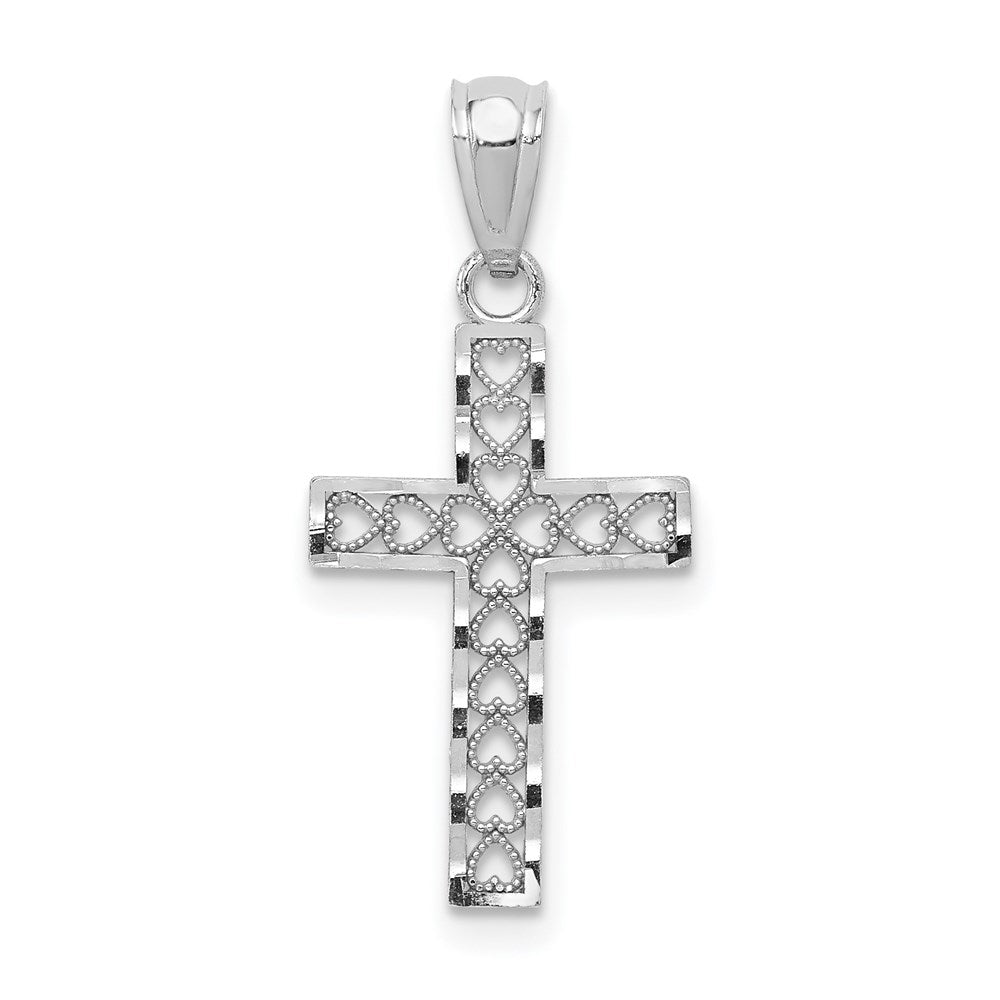 Extel Large 14k White Gold Cross Pendant Charm, Made in USA