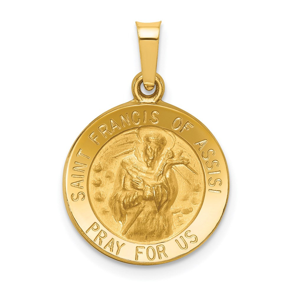 Extel Medium 14k Polished and Satin Patron Saint Francis of Assisi Medal Pendant Charm, Made in USA