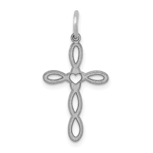 Extel Large 14K White Gold Laser Designed Cross Charm, Made in USA