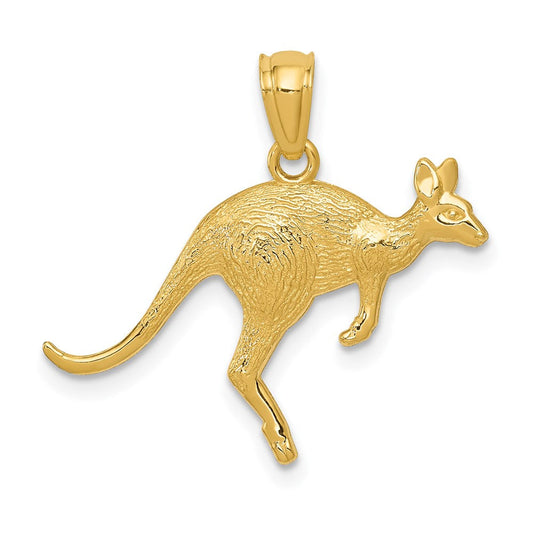 Extel Medium 14k Yellow Gold Textured Kangaroo Pendant, Made in USA