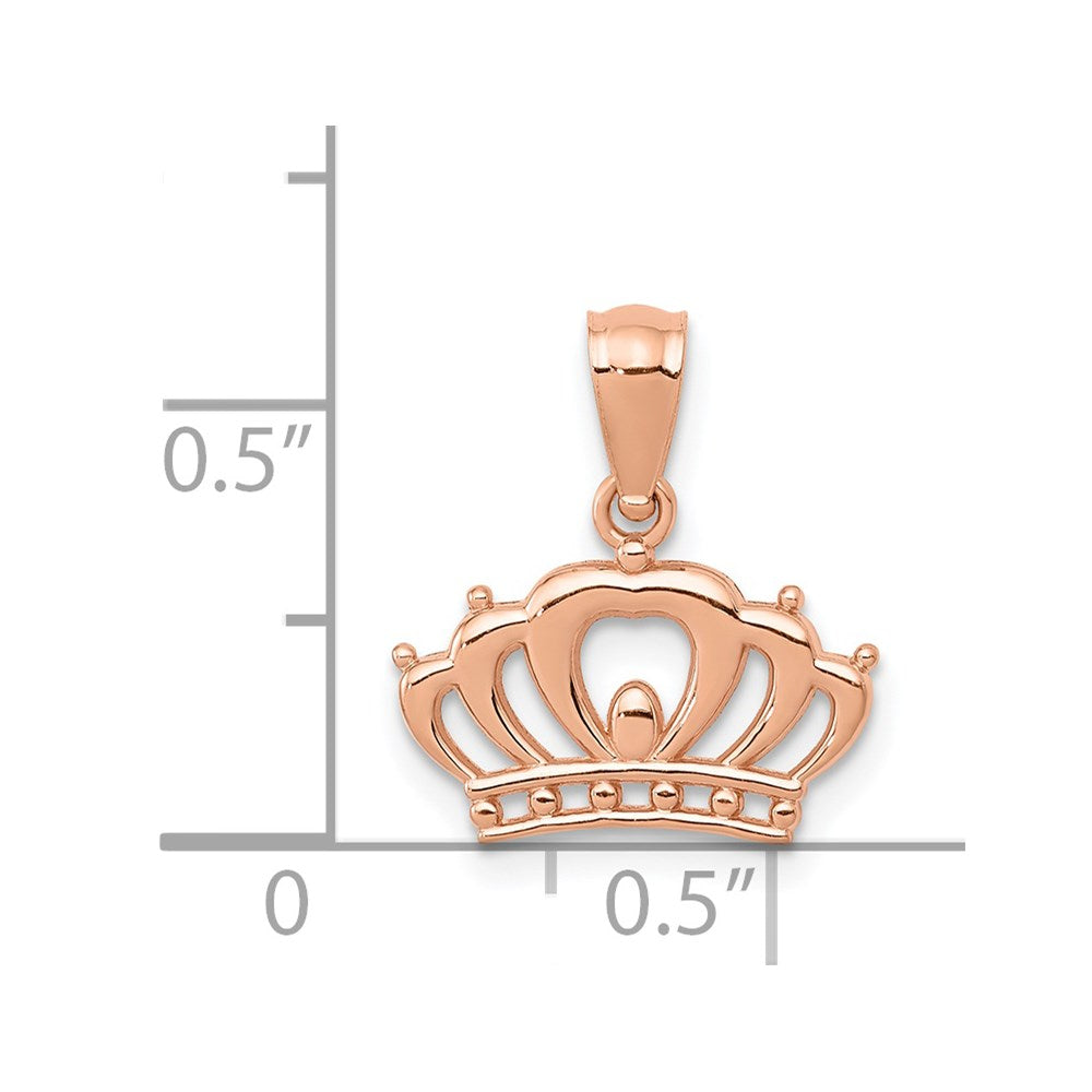 Extel Small 14k Rose Gold Crown Pendant, Made in USA