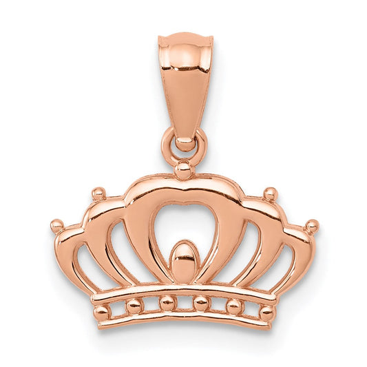 Extel Small 14k Rose Gold Crown Pendant, Made in USA