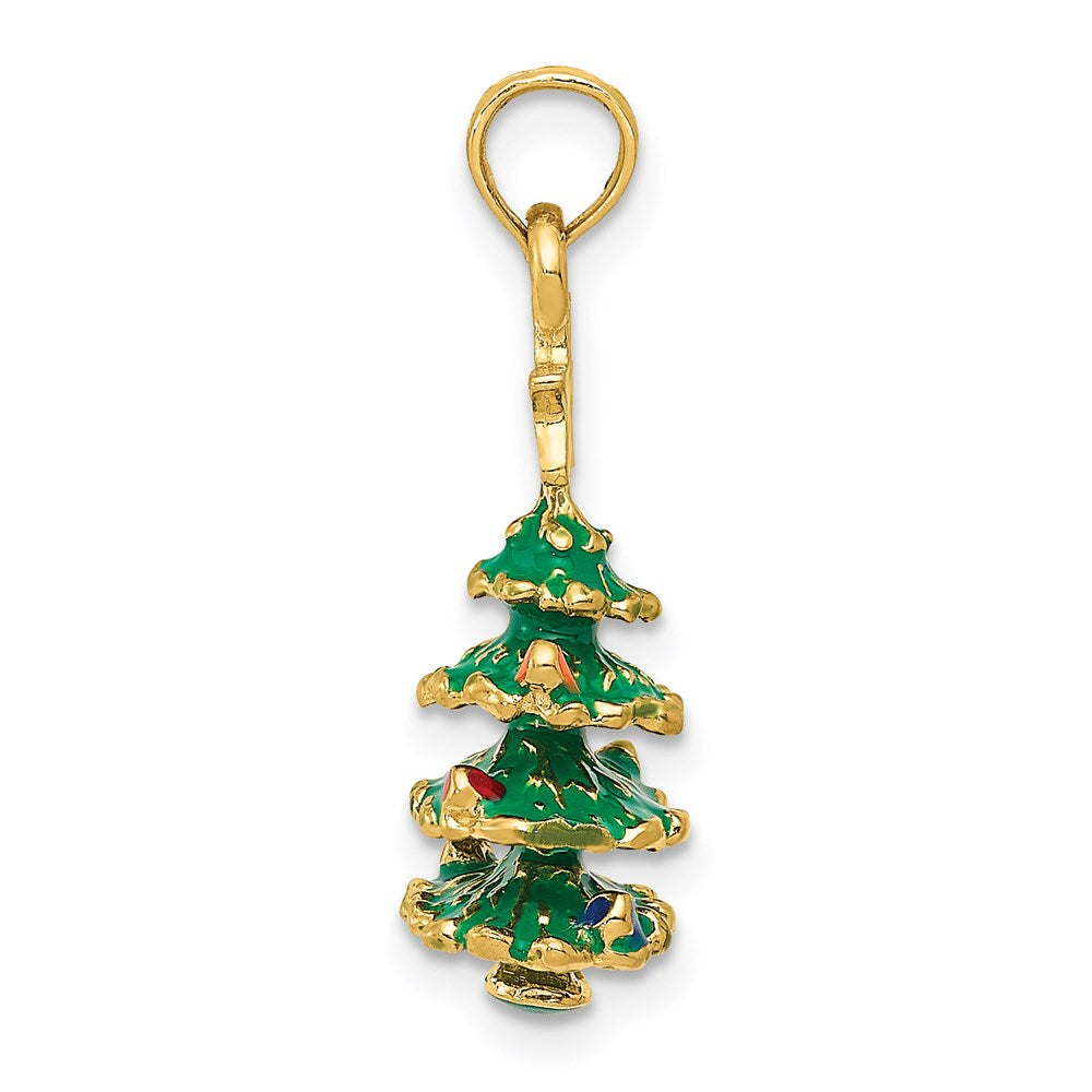 Extel Medium 14k Gold Enameled Christmas Tree Pendant