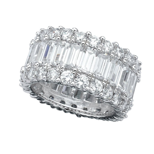 Crislu Baguette Eternity Band Finished in Pure Platinum