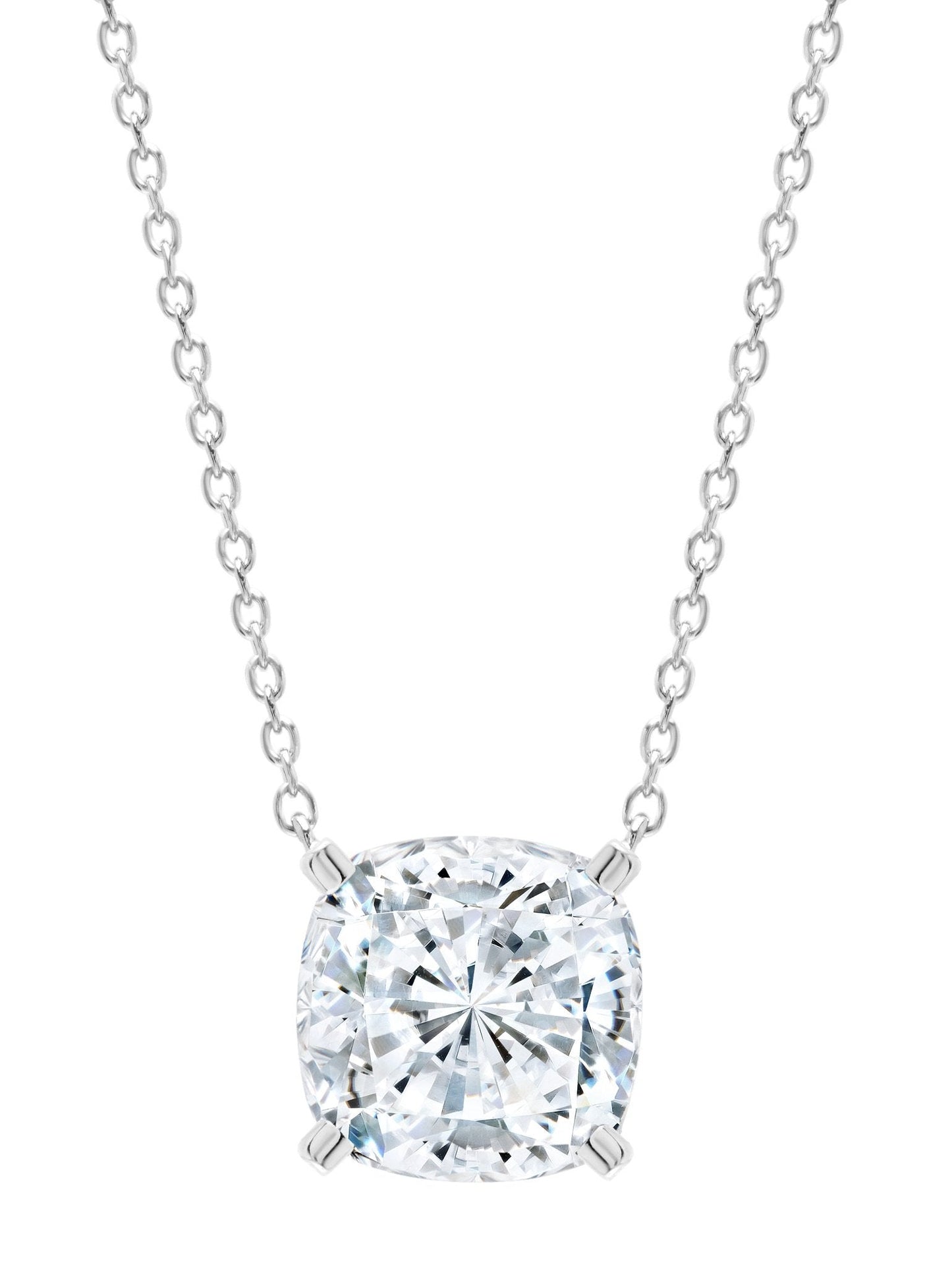 Crislu Bliss Cushion Cut Necklace Finished in Pure Platinum