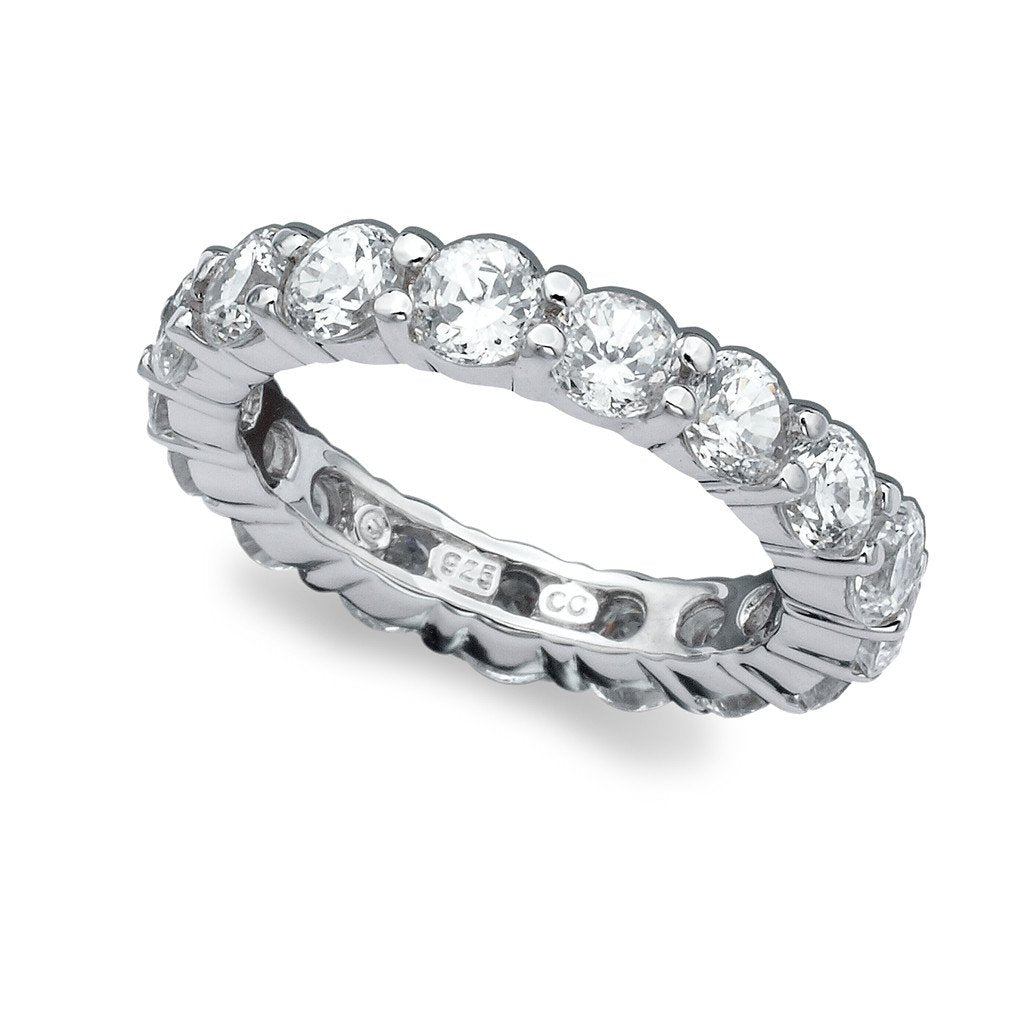 Crislu Brilliant Round Cut Eternity Band - 3.75 mm - Finished in Pure Platinum