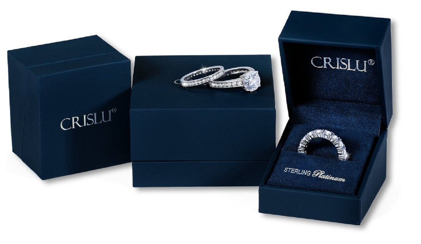 Crislu Classic Brilliant Solitaire Ring Finished in Pure Platinum