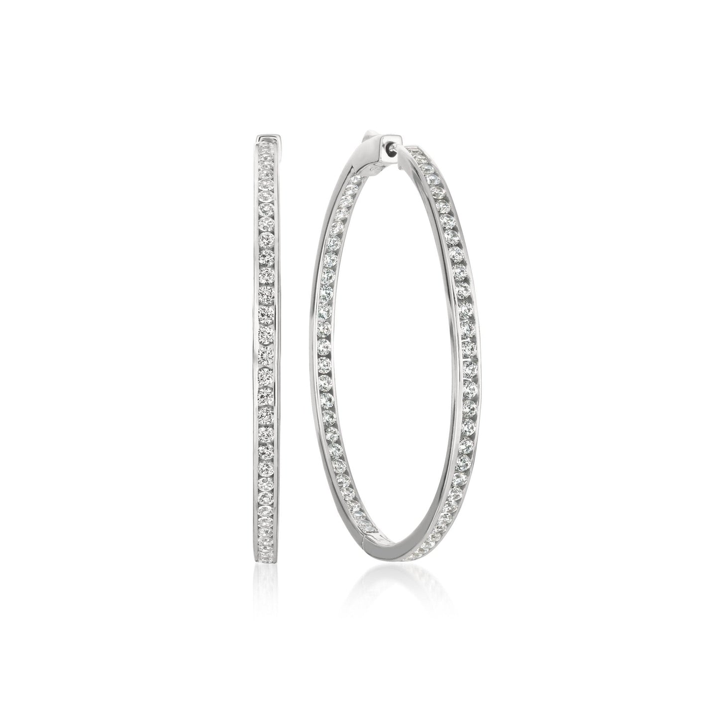 Crislu Classic Inside Out Hoop Earrings Finished in Pure Platinum - 1.3" diameter