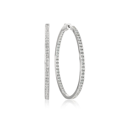 Crislu Classic Inside Out Hoop Earrings Finished in Pure Platinum - 1.3" diameter