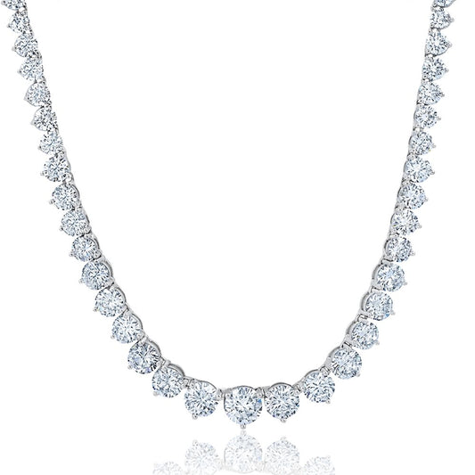 Crislu Classic Small Graduated Tennis Necklace Finished in Pure Platinum