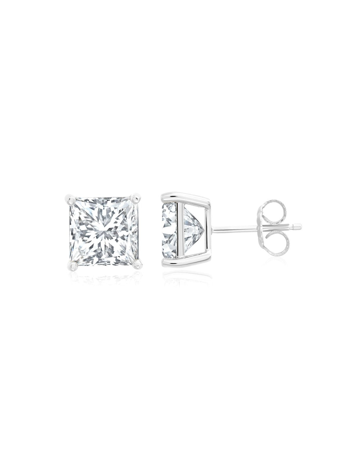 Crislu Mens Square Cut CZ Stud in Pure Platinum