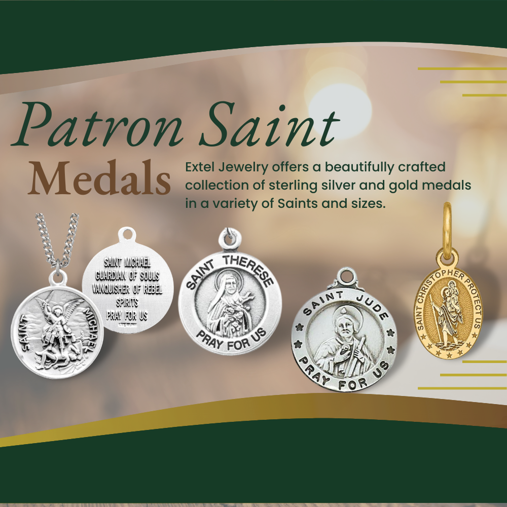 Extel Medium 14K White Gold Mens Womens Religious Catholic St. Christopher Patron Saint Medal Pendant Charm