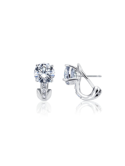 Crislu Post Stud Earrings Finished in Pure Platinum