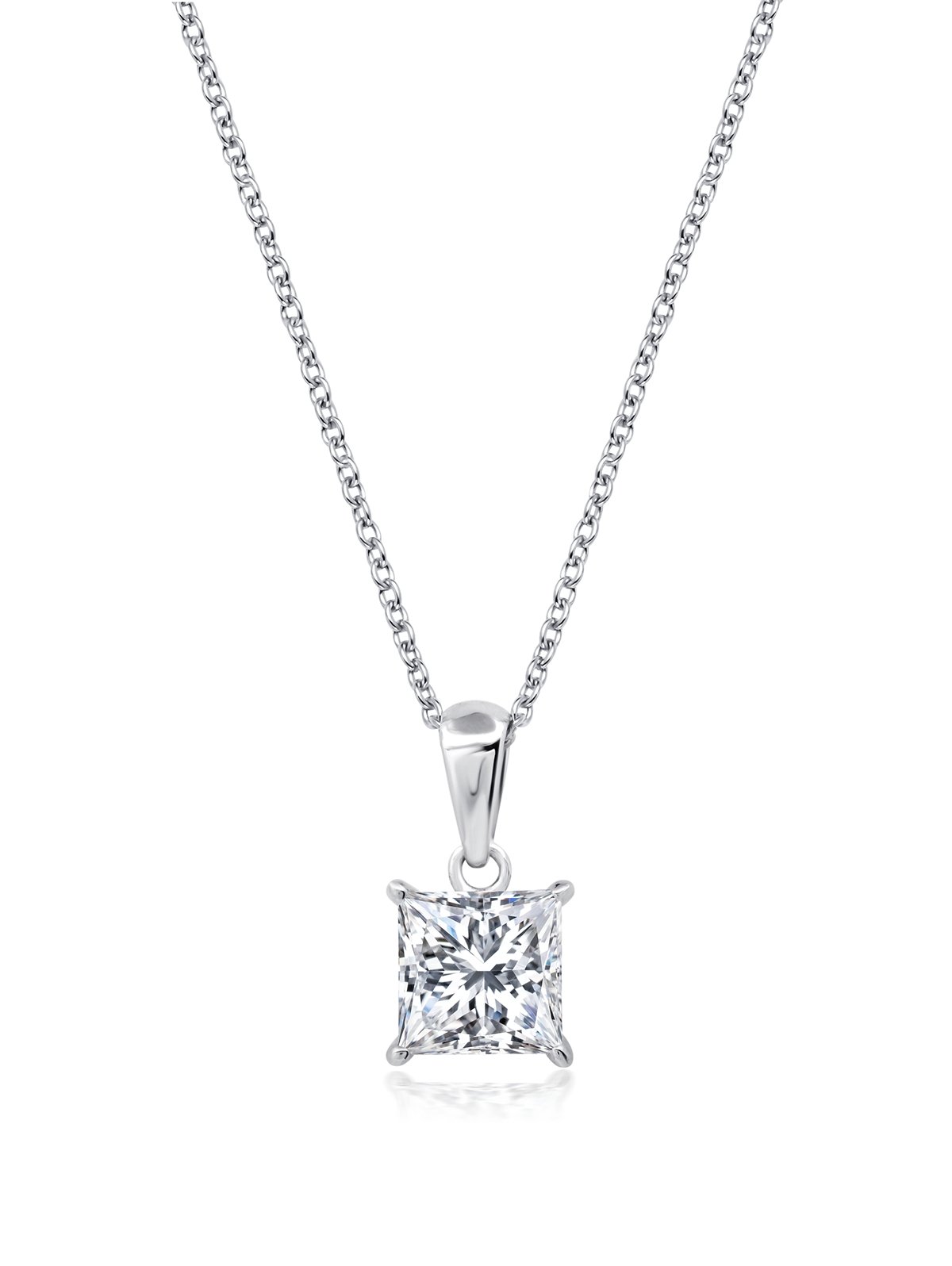 Crislu Princess Cut Solitaire Bezel Set Pendant Small Finished in Pure Platinum