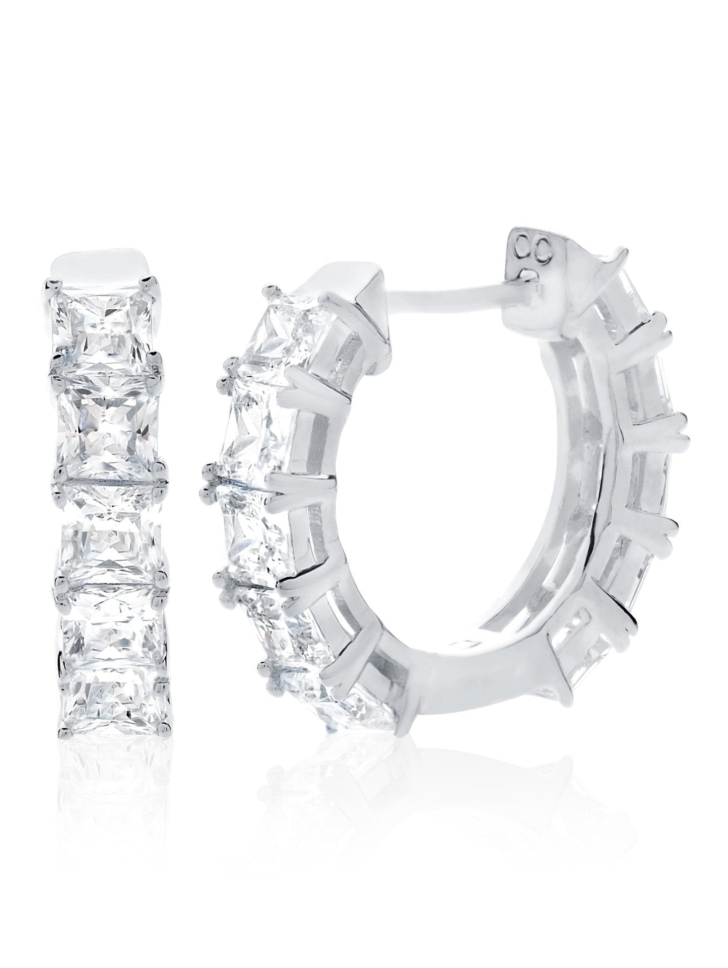 Crislu Princess Hoop Earrings Finished in Pure Platinum