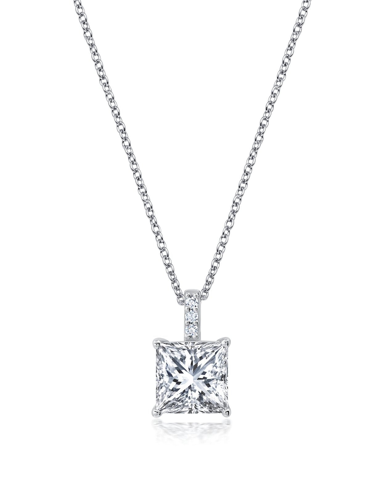 Crislu Radiant Cut Solitaire Bezel Set Pendant Small Platinum