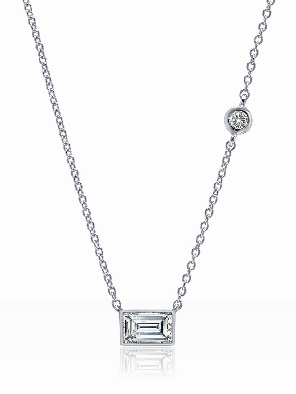 Crislu Rectangle Necklace Finished in Pure Platinum Jewelry